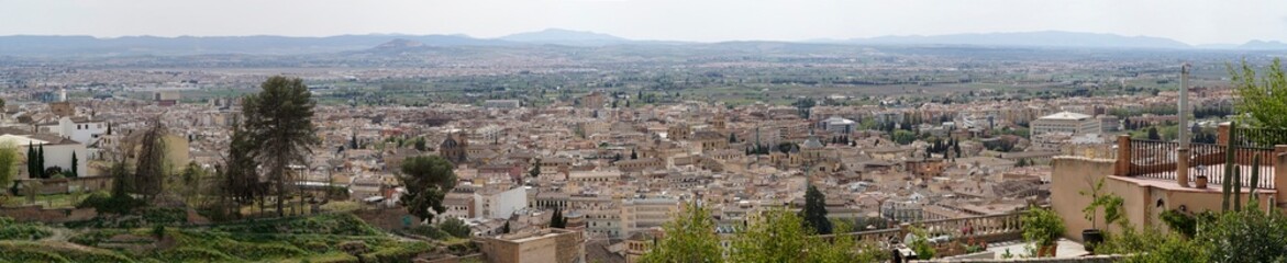 Fototapeta na wymiar Panoramic view of Granada city in Andalusia, Spain