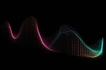 Naklejka premium Graph with neon light curved color on black background (Ai generated)