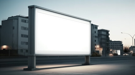 Blank white billboard mockup on the road, Generative Ai