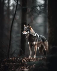 Deurstickers wolf in the forest © AsmArif