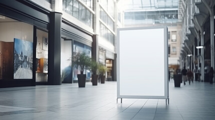 public advertisement billboard Mockup at bus station background, Generative AI