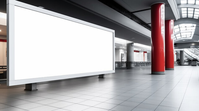 public advertisement billboard Mockup at bus station background, Generative AI
