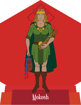 Illustration vector isolated of Slavic Mythical god, Mokosh,  Great Mother, Earth goddess, Water goddess.