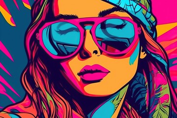 girl with sunglasses, pop art 