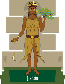 Illustration vector isolated of African Yoruba mythical god, Oshun, streams, springs, goddess, femininity and love goddess