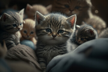Lots of cute little kittens. ai generated