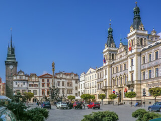 Fototapeta na wymiar Main square in Pardubice, Czech Republic