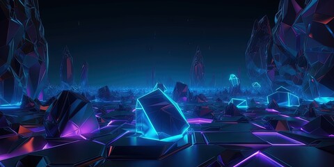 Fototapeta na wymiar Neon Crystal Cosmos A Futuristic Abstract Landscape, Generative AI