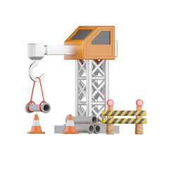 Crane Construction  3D Illustrations
