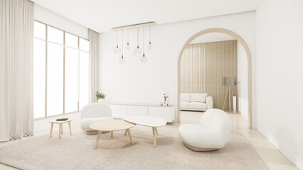 Naklejka na ściany i meble Muji minimalist, Sofa furniture and modern room design minimal.3D rendering