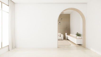 Muji minimalist, Sofa furniture and modern room design minimal.3D rendering © Interior Design
