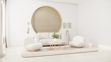 Fototapeta na wymiar sofa armchair minimalist design muji style.3D rendering