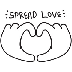 Love Hand Gesture Outline 2D Illustrations
