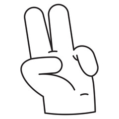 Peace Hand Gesture Outline 2D Illustrations