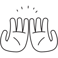 Pray Hand Gesture Outline 2D Illustrations