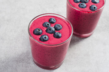 Blueberry Smoothie, Tasty Refreshing Drink, Healthy Food, Vegan or Vegetarian Diet Food Concept