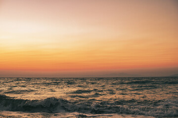 Fototapeta na wymiar Few minutes after the sunset over Mediterranean Sea