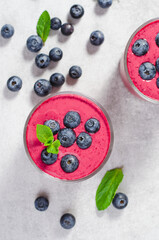 Blueberry Smoothie, Tasty Refreshing Drink, Healthy Food, Vegan or Vegetarian Diet Food Concept