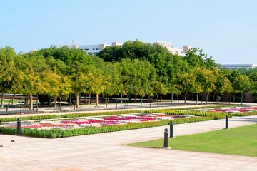 The Garden of the Sultan Qaboos Grand Mosque in Muscat, Oman