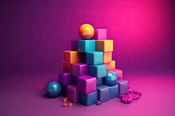 Dynamic Design Artwork: A Catchy Stack of Colourful Cubes: Generative AI