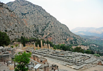 Fototapeta na wymiar Landscape of the archaeological site of Delphi, Greece