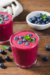 Blueberry Smoothie, Tasty Refreshing Drink, Healthy Food, Vegan or Vegetarian Diet Food Concept