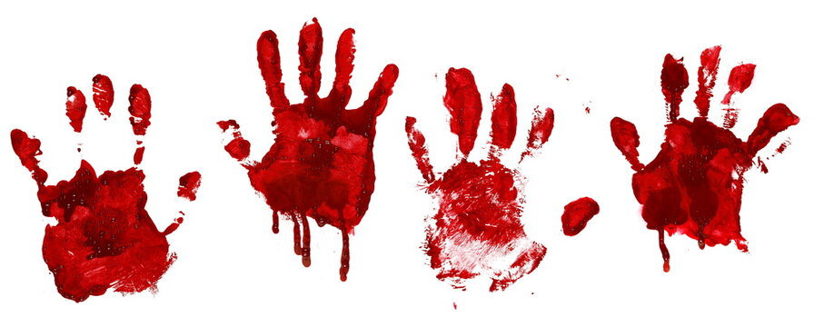 Set bloody handprint, gore isolated on white