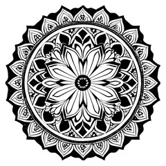Flower clipart vector design black and white