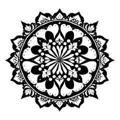 Flower clipart vector design black and white