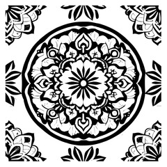 Flower clipart vector design black and white