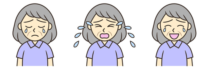 Obraz premium Crying faces of elderly woman