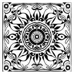 Flower clipart vector design black and white
