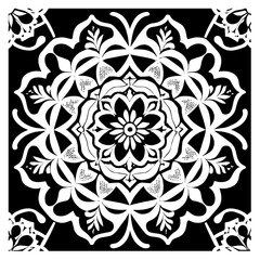 Flower clipart vector design black and white