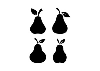 vector black pear fruit plant illustration design