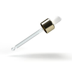 cosmetic eyedropper, eyedropper, serum eyedropper, serum eyedropper with golden cap, PNG