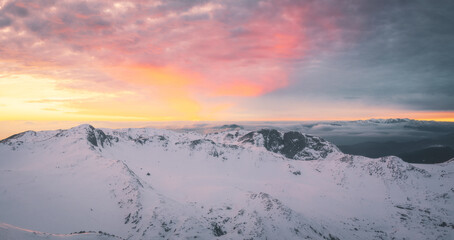 Moody winter sunset on Mt Parnassus