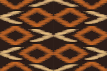 Ethnic Ikat fabric pattern geometric style.African Ikat embroidery Ethnic oriental pattern brown background. Abstract,vector,illustration.For texture,clothing,scraf,decoration,carpet.