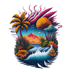 Obraz premium tropical island with palm trees Generative AI