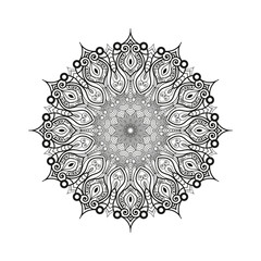 Decorative mandala and pattern for Mehndi, wedding, tattoo, islam, indian, arabic. Outline mandalas coloring book page.