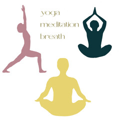 silhouette of a yoga and icons