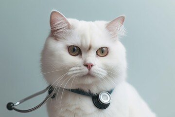 Cat White Coat Healthcare Specialist Backdrop Generative AI