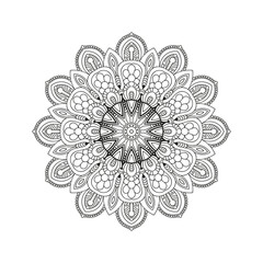 Decorative mandala and pattern for Mehndi, wedding, tattoo, islam, indian, arabic. Outline mandalas coloring book page.