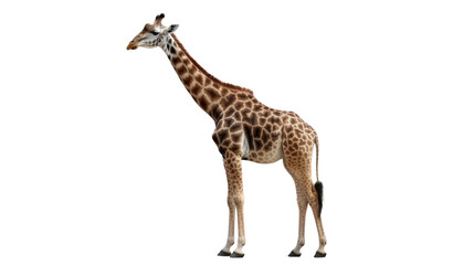 Giraffe walking isolated on transparent background created with generative AI technology