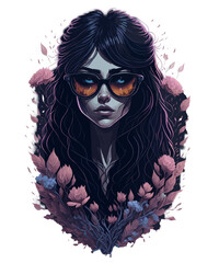 portrait of a woman with heart shaped sunglasses Generative AI