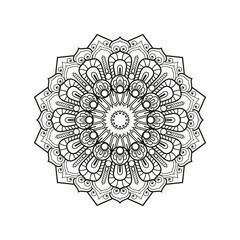 Decorative mandala and pattern for Mehndi, wedding, tattoo, islam, indian, arabic. Outline mandalas coloring book page.