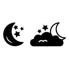 Black moon icons. Sleep icons. Weather Vector Icons