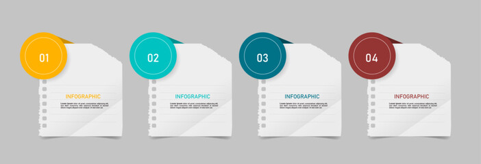 Business Infographic with note paper design vector.