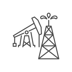 Oil rig and pump related vector linear icon. Isolated on white background. Vector illustration. Editable stroke