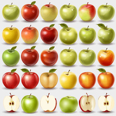 A pack of red and green apples with a blurred background