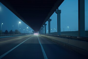 empty highway bridge, low angle view of bridge, created with AI, generative AI, AI